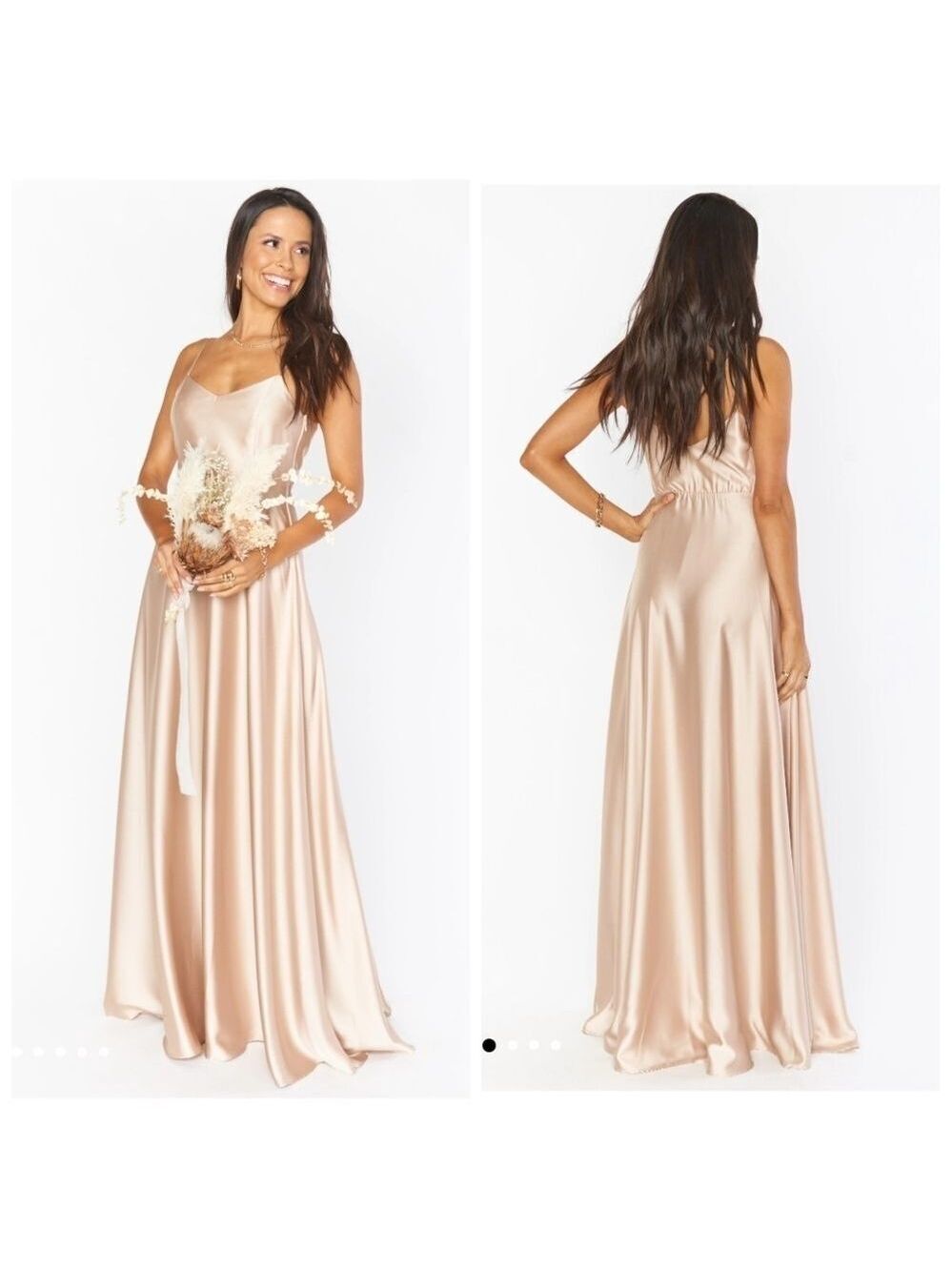 NWOT Show Me Your MuMu Faith Maxi Dress in Champagne Luxe Satin